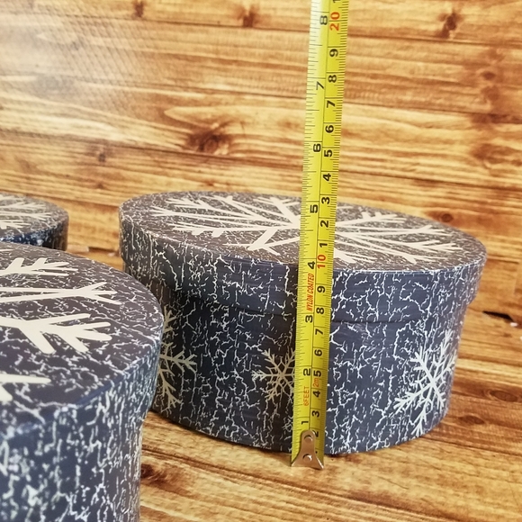 Snowflake Blue Nesting Gift Storage Box Set Paper Decrotive Cardboard Rustic - Picture 12 of 14